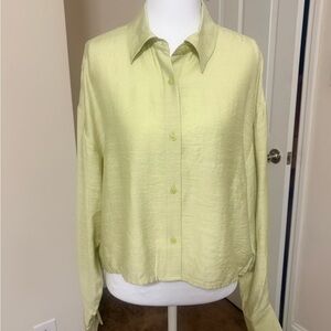 Express women’s light sage green button down wide arm. Brand new with tags.